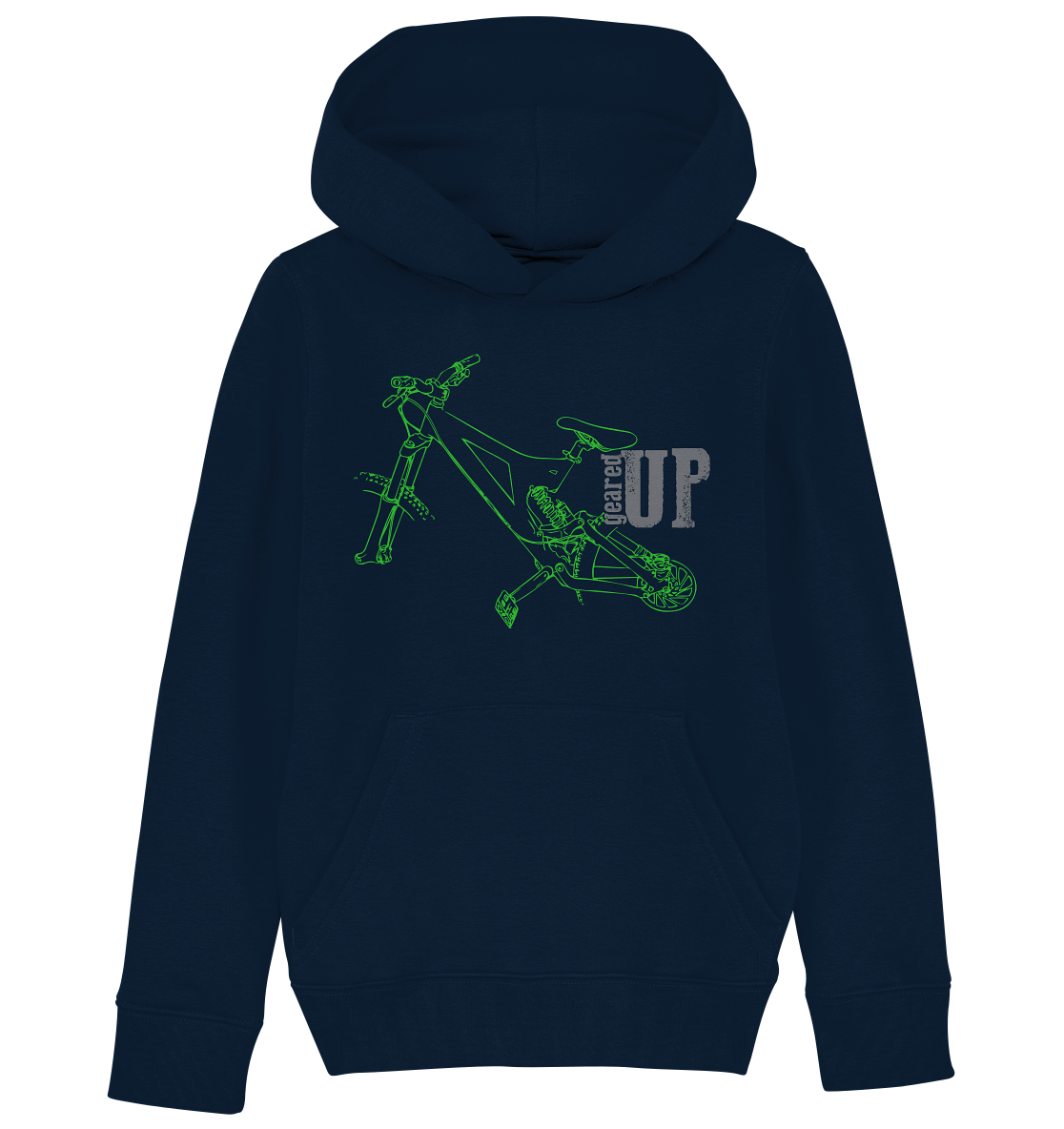 GEARED UP - Downhill Mountain biking Kids Organic Reespray Hoodie