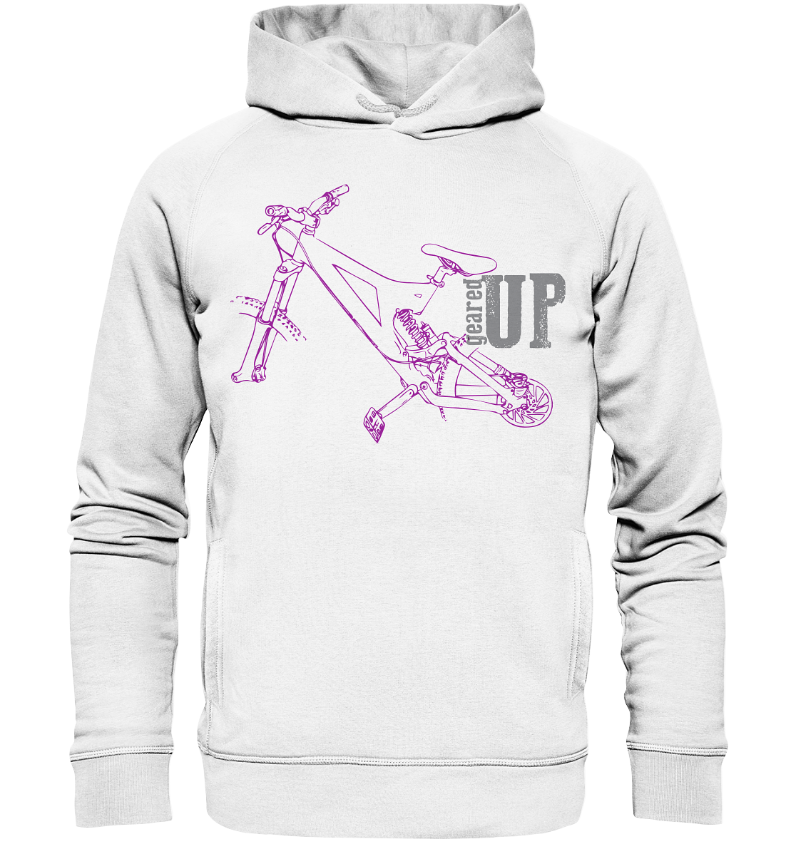 GEARED UP - Mountain Biking Downhill Organic Unisex Reespray Fashion Hoodie